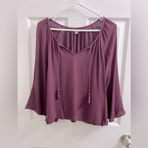 AERIE maroon blouse with tassels